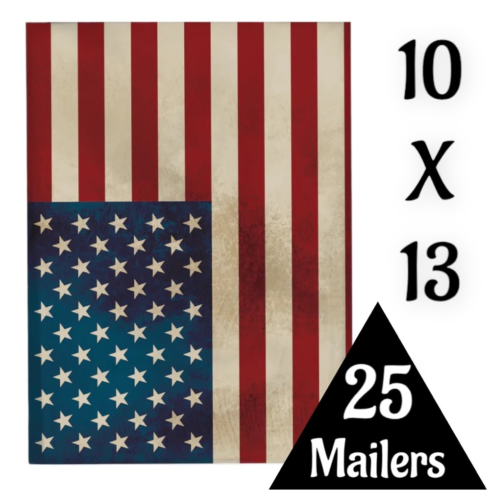 25 10X13 Poly Mailers USA Rustic Flag, Shipping Envelopes PRICE IS FIRM - Picture 3 of 5